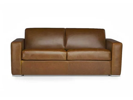 Sofá De 3 Lugares Convertivel De Abertura Rapida 100% Pele De Bufalo Pele Vintage Caramelo - Delectea Ii