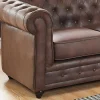 Sofá De 3 Lugares E 2 Cadeiroes Chesterfield Em Microfibra Com Aspeto De Pele Envelhecida