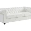 Sofá De 3 Lugares Em Pele De Bufalo - Branco - Chesterfield