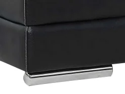 Sofá De 3+2 Lugares Em Pele De Bufalo Preto - Monika