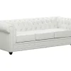 Sofá De 3 Lugares Em Pele Sintética Branco - Chesterfield