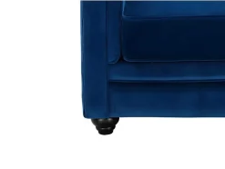 Sofá De 3+2+1 Lugares Em Veludo Cor Azul Real - Chesterfield