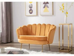 Sofá De 2 Lugares Em Veludo Cor Amarelo Mostarda - Dandelion De Pascal Morabito