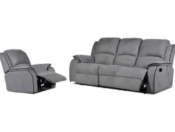 Sofá De 3+1 Lugares Relax Em Microfibra Cinzento - Hernani