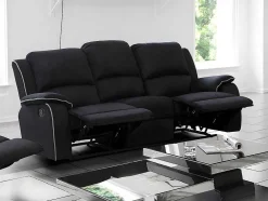 Sofá De 3 Lugares Relax Em Microfibra Preto - Hernani