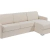 Sofá De Canto Convertivel Abertura Rapida E Reversivel Tecido Bege, Cama 140 Cm E Colchão 22 Cm - Calife