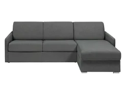 Sofá De Canto Convertivel Abertura Rapida E Reversivel Tecido Cinza, Cama 140 Cm E Colchão 18 Cm - Calife
