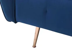 Sofá De Canto Convertivel E Reversivel Em Veludo Azul-Escuro - Polani