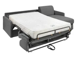 Sofá De Canto Convertivel Abertura Rapida E Reversivel Tecido Cinza, Cama 140 Cm E Colchão 18 Cm - Calife