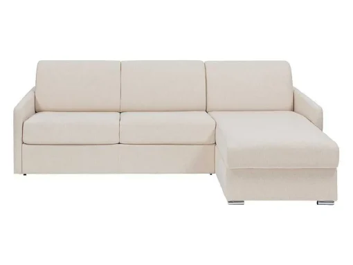 Sofá De Canto Convertivel Abertura Rapida E Reversivel Tecido Bege, Cama 140 Cm E Colchão 22 Cm - Calife