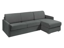 Sofá De Canto Convertivel Abertura Rapida E Reversivel Tecido Cinza, Cama 140 Cm E Colchão 18 Cm - Calife