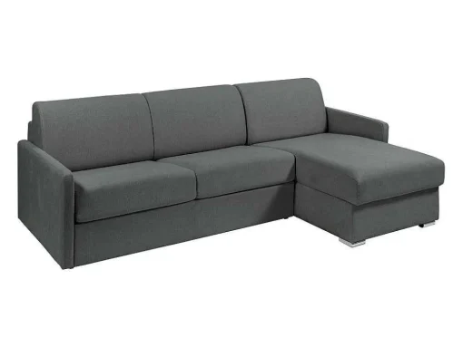 Sofá De Canto Convertivel Abertura Rapida E Reversivel Tecido Cinza, Cama 140 Cm E Colchão 18 Cm - Calife