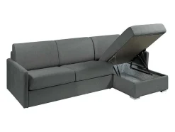 Sofá De Canto Convertivel Abertura Rapida E Reversivel Tecido Cinza, Cama 140 Cm E Colchão 18 Cm - Calife