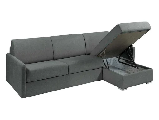 Sofá De Canto Convertivel Abertura Rapida E Reversivel Tecido Cinza, Cama 140 Cm E Colchão 18 Cm - Calife