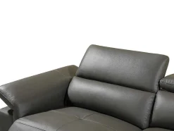 Sofá De Canto Direito Relax Eletrico Em Pele Antracite - Pascaline