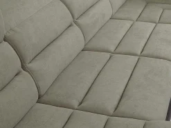 Sofá De Canto Panorâmico Convertivel Em Cama Em Tecido E Pele Sintética Bicolor Bege E Castanho - Canto Esquerdo - Boileau