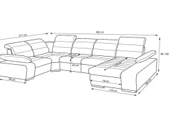 Sofá De Canto Panorâmico Modular Em Tecido E Pele Sintéticabicolor Cinzento E Branco - Canto Esquerdo - Boileau