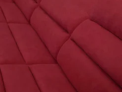 Sofá De Canto Panorâmico Modular Em Tecido E Pele Sintéticabicolor Vermelho E Preto - Canto Direito - Boileau