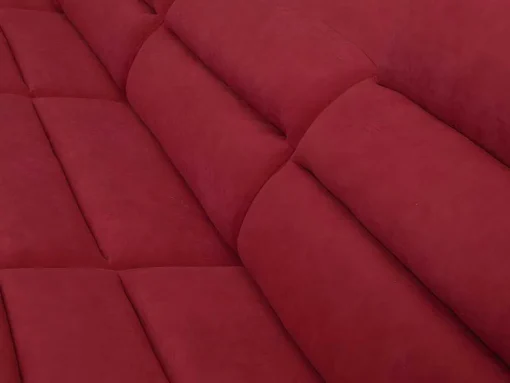 Sofá De Canto Panorâmico Modular Em Tecido E Pele Sintéticabicolor Vermelho E Preto - Canto Direito - Boileau