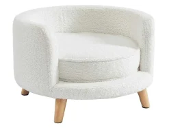 Sofá Para Animais Em Tecido Boucle E Pés De Madeira D.56 X A.35 Cm Branco - Misia