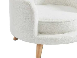 Sofá Para Animais Em Tecido Boucle E Pés De Madeira D.56 X A.35 Cm Branco - Misia