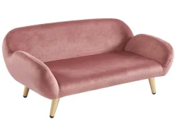 Sofá Para Animais Em Veludo E Pés Em Metal C.72 X L.44 Cm Cor-De-Rosa - Zolia