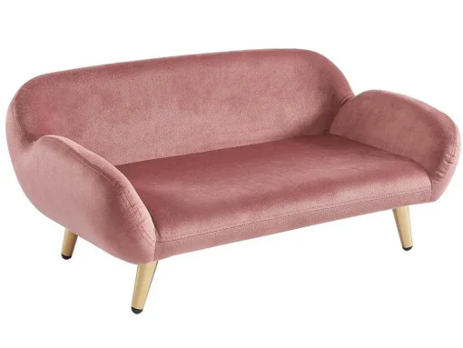 Sofá Para Animais Em Veludo E Pés Em Metal C.72 X L.44 Cm Cor-De-Rosa - Zolia