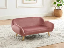 Sofá Para Animais Em Veludo E Pés Em Metal C.72 X L.44 Cm Cor-De-Rosa - Zolia