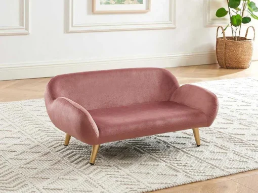 Sofá Para Animais Em Veludo E Pés Em Metal C.72 X L.44 Cm Cor-De-Rosa - Zolia