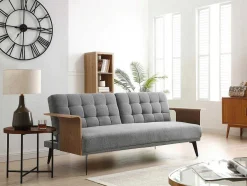 Sofá-Cama De 3 Lugares Em Tecido Cinza Convertivel Clic-Clac - Ninandro