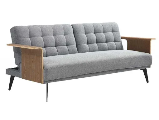 Sofá-Cama De 3 Lugares Em Tecido Cinza Convertivel Clic-Clac - Ninandro