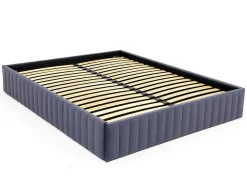 Sommier Com Arrumação 140 X 190 Cm Em Veludo Cinzento - Sethi Da Dreamea