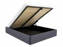 Sommier Com Arrumação 140 X 190 Cm Em Veludo Cinzento - Sethi Da Dreamea