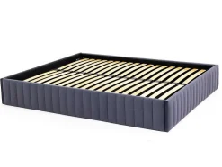 Sommier Com Arrumação 140 X 190 Cm Em Veludo Cinzento - Sethi Da Dreamea