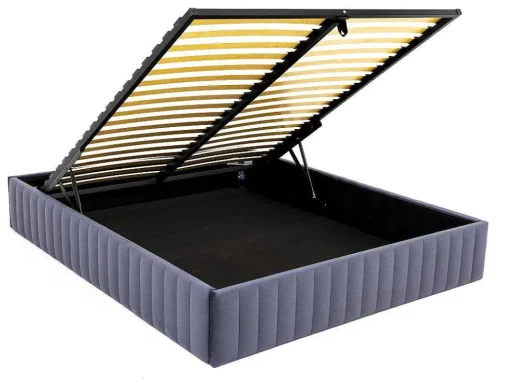 Sommier Com Arrumação 140 X 190 Cm Em Veludo Cinzento - Sethi Da Dreamea
