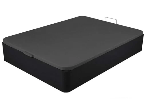 Sommier Com Bau Oniry Em Pele Sintética Da Ysmee - 160X200 Cm - Preto Mate