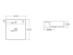 Suporte Suspenso Em Teca Escura Com Esquadros De Fixacao Pretos E Lavatório De 80 X 50 Cm - Sukawati