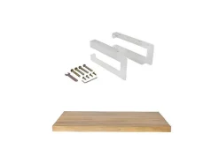 Suporte Suspenso Em Teca Clara Com Esquadros De Fixacao Brancos De 80 X 50 Cm - Sukawati