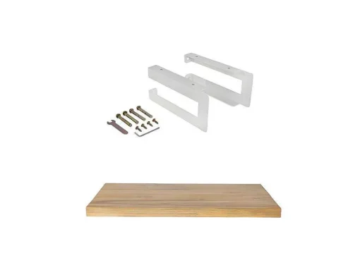 Suporte Suspenso Em Teca Clara Com Esquadros De Fixacao Brancos De 80 X 50 Cm - Sukawati