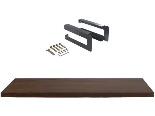 Suporte Suspenso Em Teca Escura Com Esquadros De Fixacao Pretos De 150 X 50 Cm - Sukawati