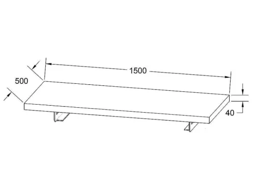 Suporte Suspenso Em Teca Escura Com Esquadros De Fixacao Pretos De 150 X 50 Cm - Sukawati