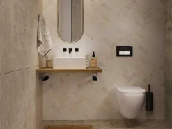 Suporte Suspenso Em Teca Clara Com Esquadros De Fixacao Brancos De 80 X 50 Cm - Sukawati