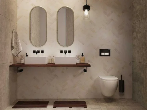 Suporte Suspenso Em Teca Escura Com Esquadros De Fixacao Pretos De 150 X 50 Cm - Sukawati