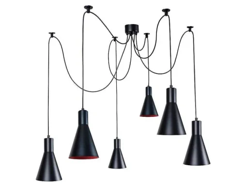 Suspensao Tosel Krake Tecido Quadrado Castanho D17 X H80 Cm