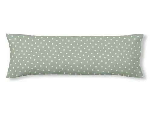 Taie D'Oreiller 100% Coton 1 Piece Vert Et Motifs Pois 45X125