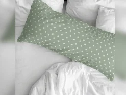 Taie D'Oreiller 100% Coton 1 Piece Vert Et Motifs Pois 45X125