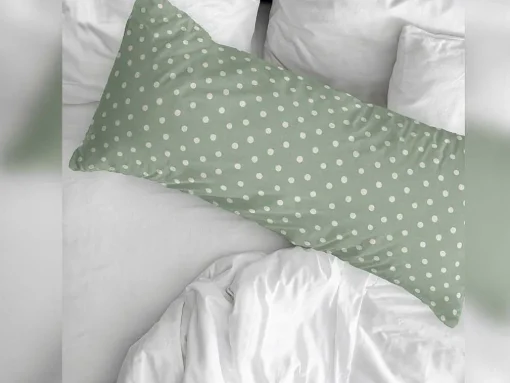 Taie D'Oreiller 100% Coton 1 Piece Vert Et Motifs Pois 45X125
