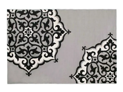 Tapete 200 X 290 Cm Em Polipropileno Cinza E Preto - Rosia