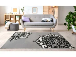 Tapete 200 X 290 Cm Em Polipropileno Cinza E Preto - Rosia