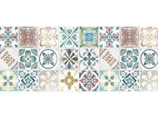 Tapete De Corredor Em Vinil Efeito Azulejo De 66 X 160 Cm Multicolor - Santander